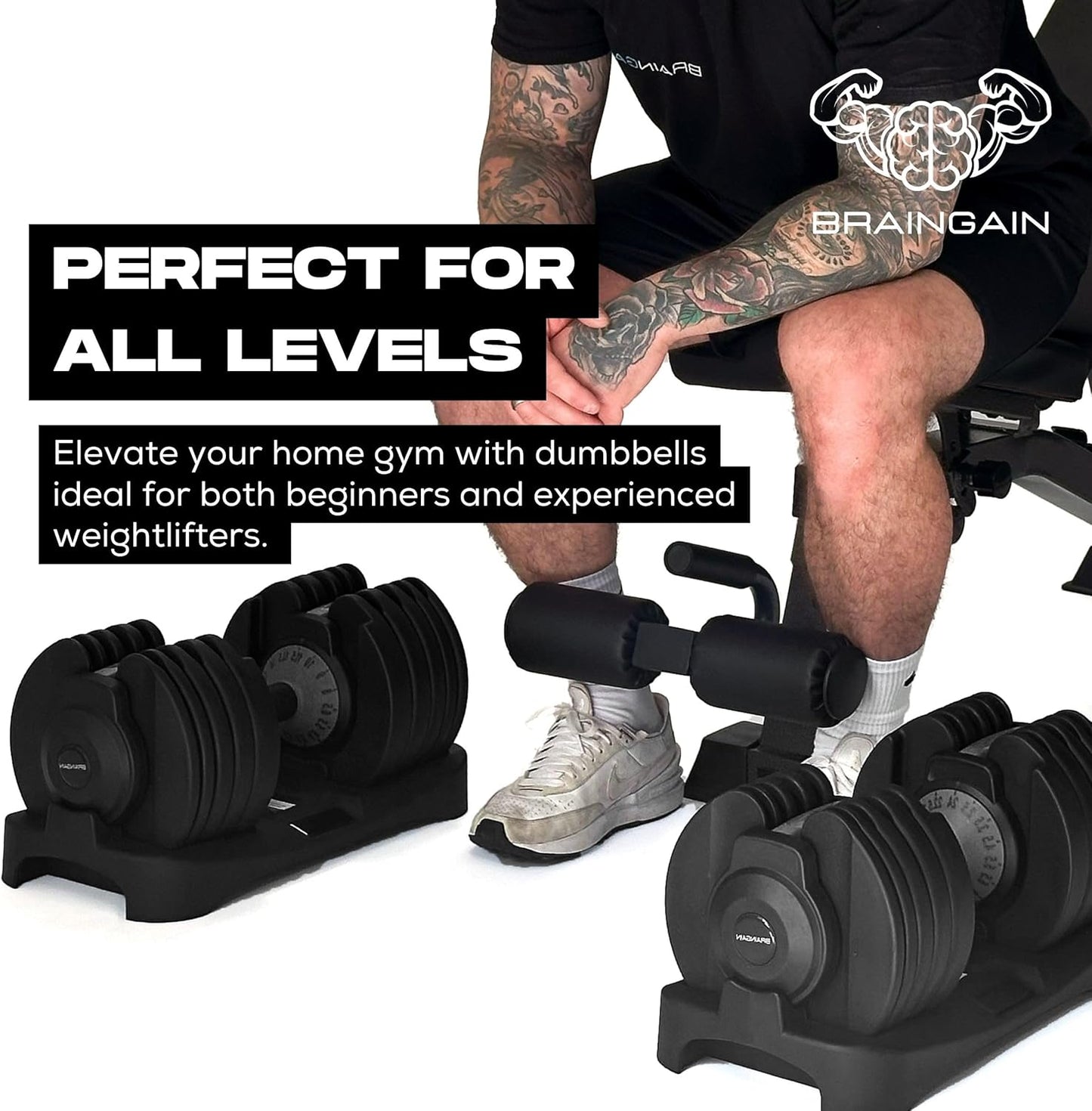 15-In-1 Adjustable Dumbbells 24Kg Pair, Quick Change Weights, Space Saving Home Gym Set, Secure Locking System, Non Slip Grip, Includes Storage Dock