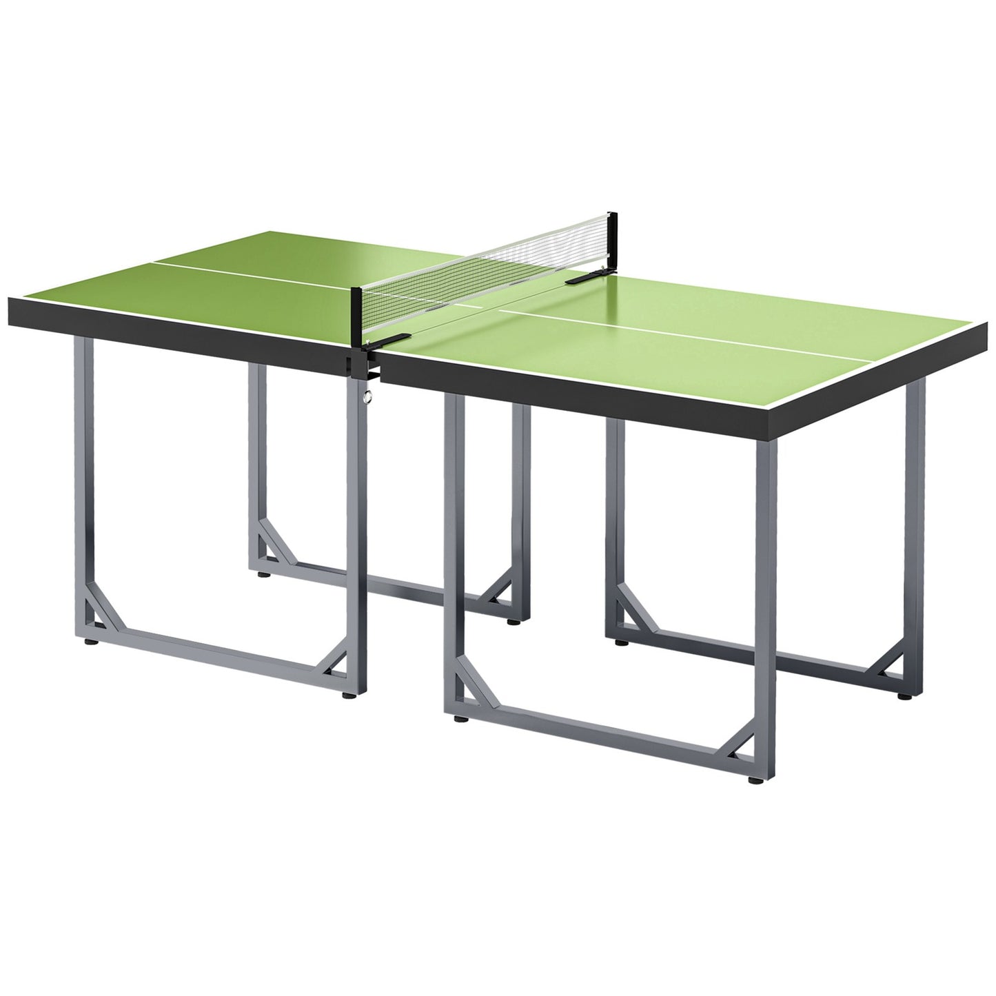 Tennis Table Ping Pong Storage Foldable Mini with Net Steel 182Cm Indoor, Green