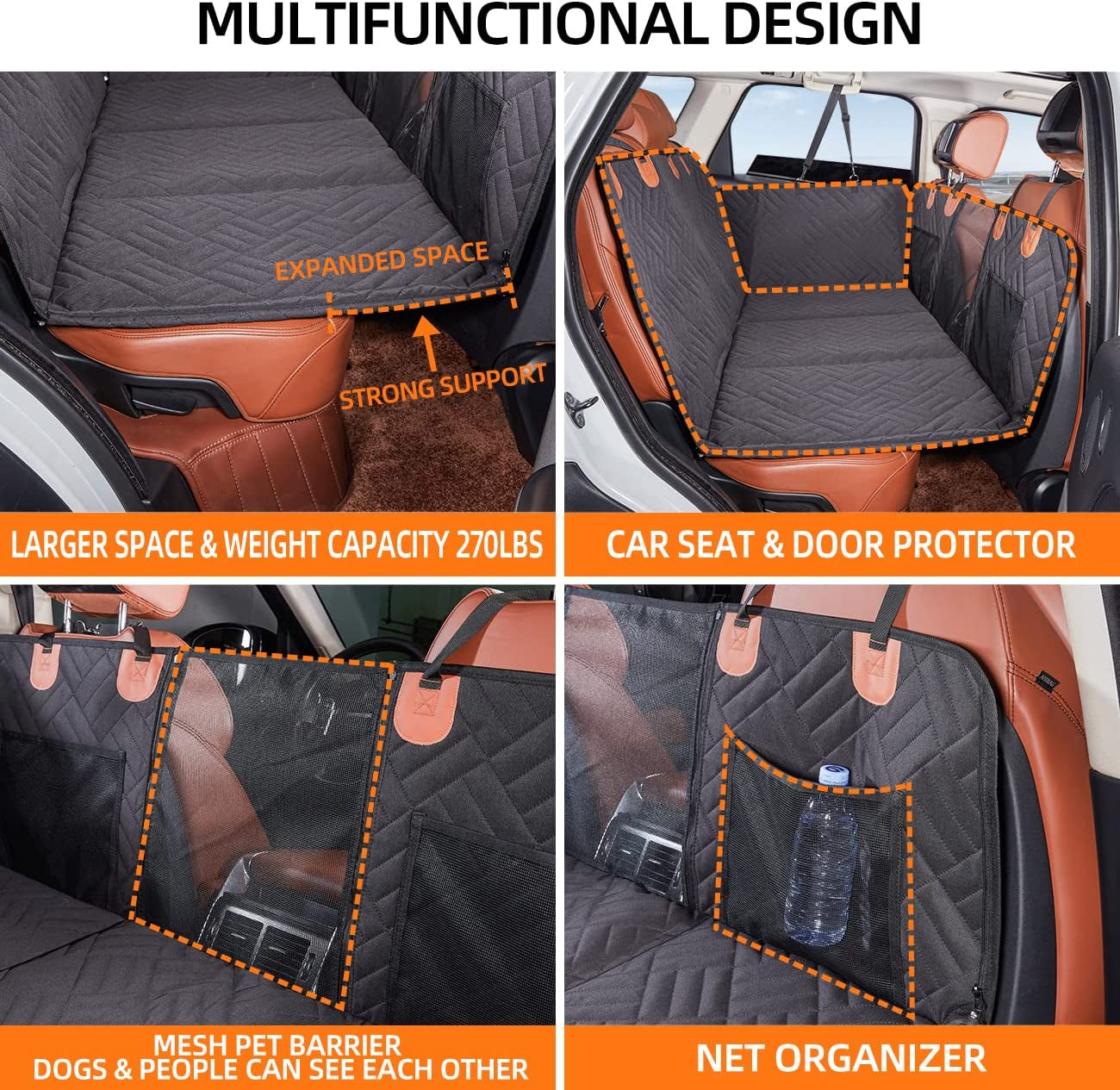 Back Seat Extender for Dogs,Dog Car Cover Bed Inflatable Camping Air Mattress,Dog Hammock Travel Bed,Non Mattress SUV Truck (Grey) (-1)