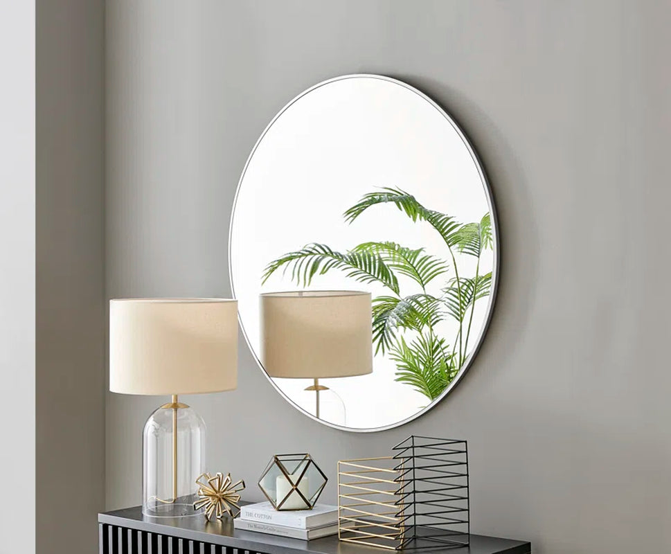Alcantera round Metal Frame Wall Mirror Simple and Elegant Modern Design
