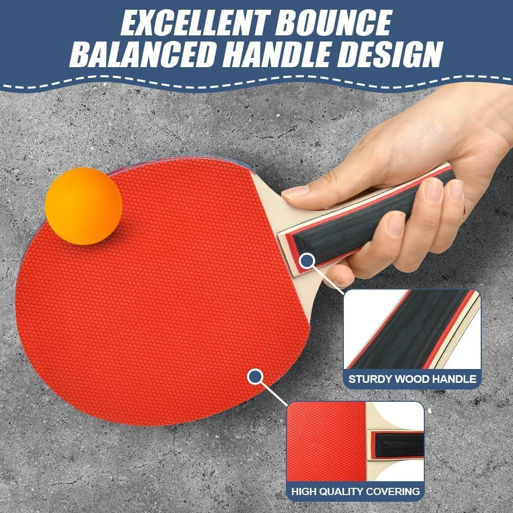 Table Tennis Bats, Wooden Table Tennis Set | Portable Table Tennis Set, 2 Table Tennis Bats, 3 Ping Pong Balls & Carry Bag, for Outdoor/Indoor Daily Practice &Competitions