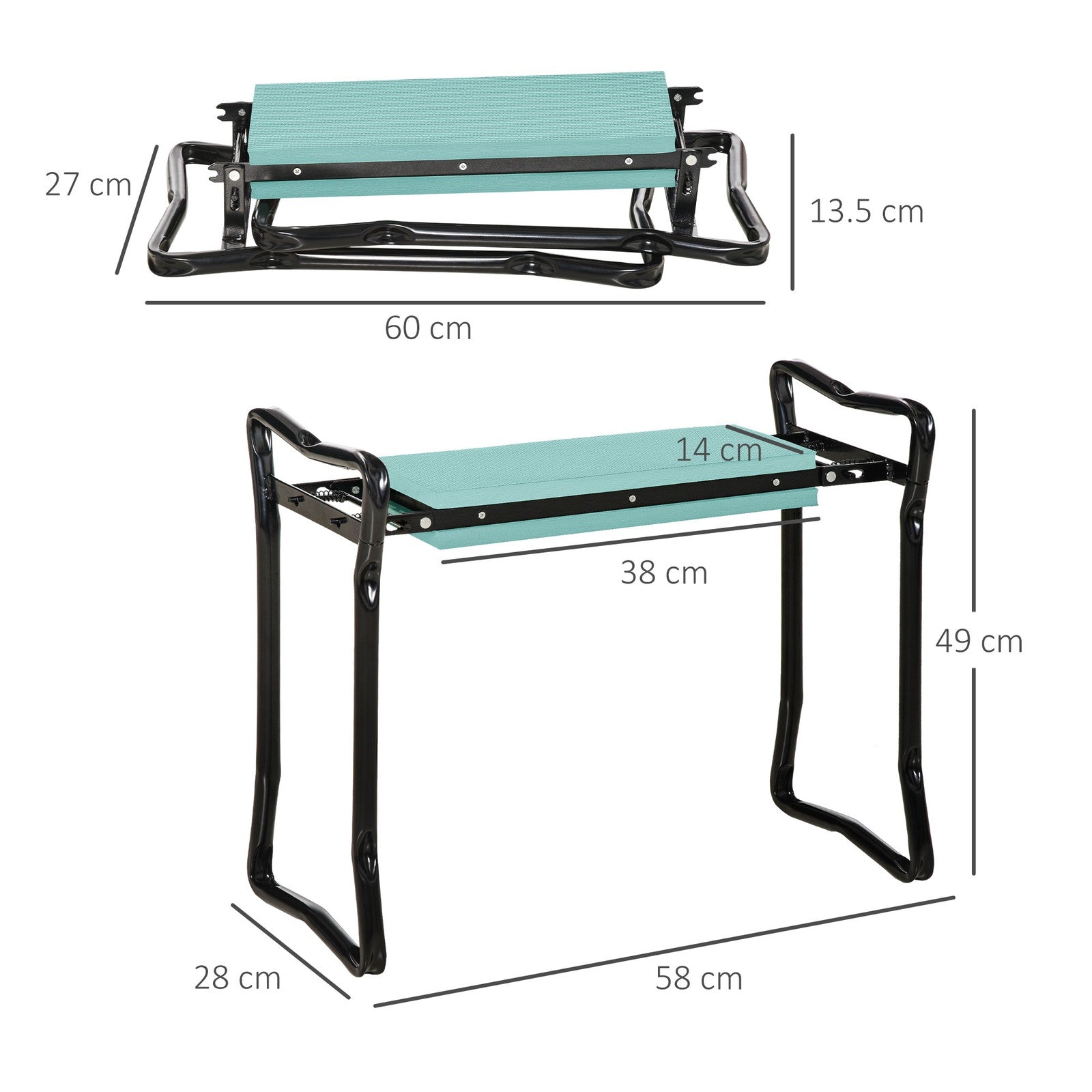 Garden Kneeler 2 in 1 Ergonomic Design Knee Pad Support Bench Foldable, Green
