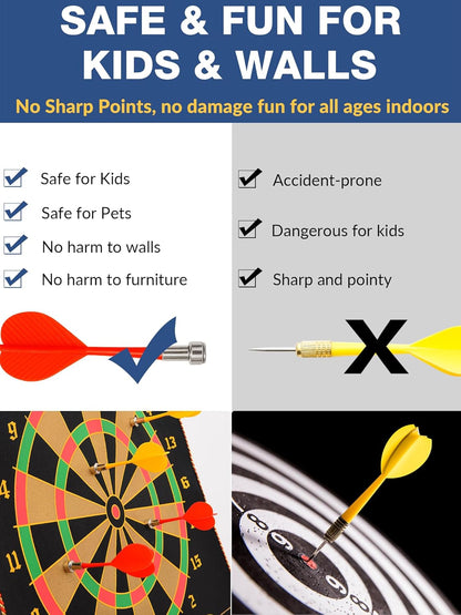 Magnetic Dart Board for Kids, Indoor Outdoor Dart Games with 12Pcs Magnetic Darts, Rollup Double Sided Board Game Set for Gifts