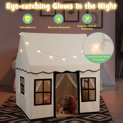 Kids Play Tent Indoor Kids Playhouse with Star Lights Toddler Castle Play Tent