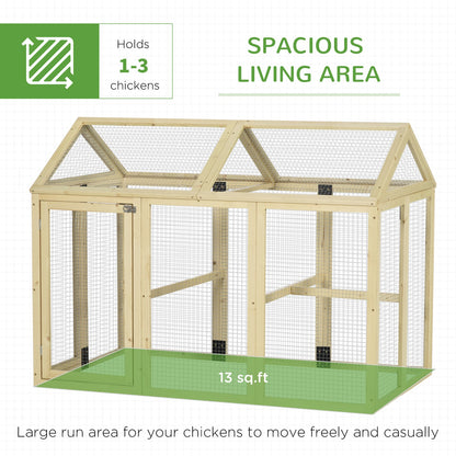 Large Chicken Run, Wooden Chicken Coop W/ Combinable Design-Natural Wood Finish