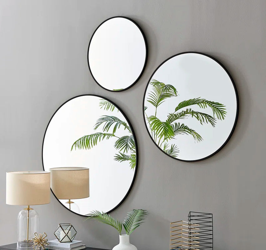 Alcantera round Metal Frame Wall Mirror Simple and Elegant Modern Design