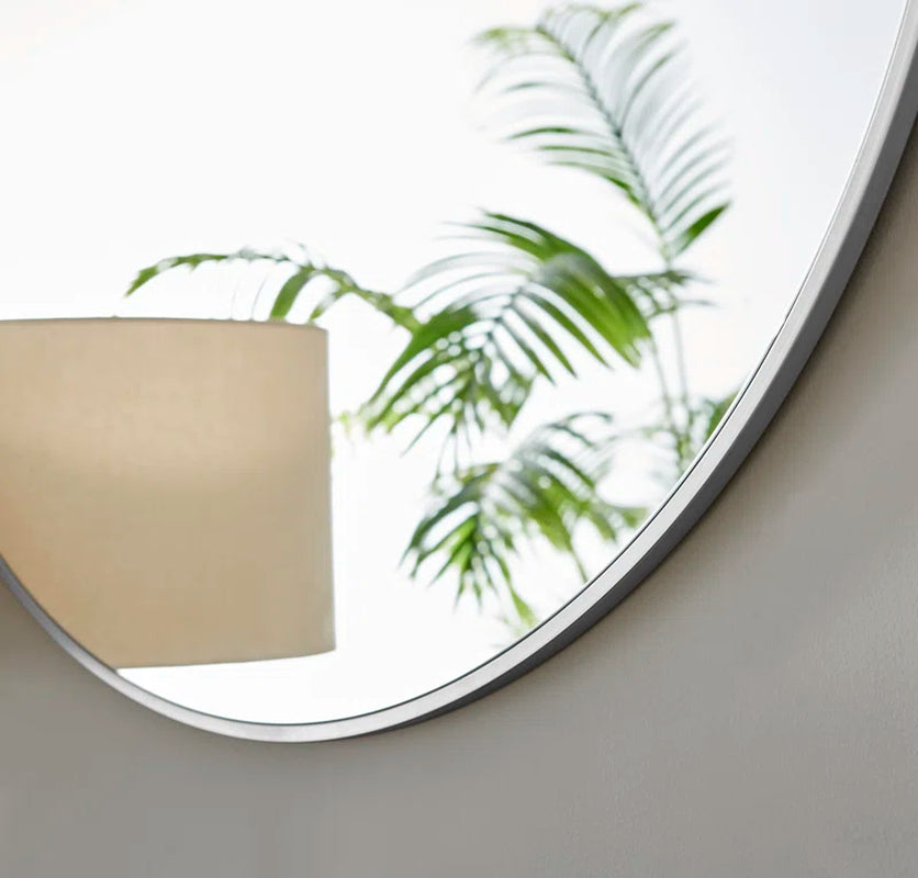 Alcantera round Metal Frame Wall Mirror Simple and Elegant Modern Design