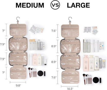Stylish Pink Hanging Toiletry Bag - Large Capacity Makeup Organizer for Women, Perfect Travel Accessory for Full-Sized Containers