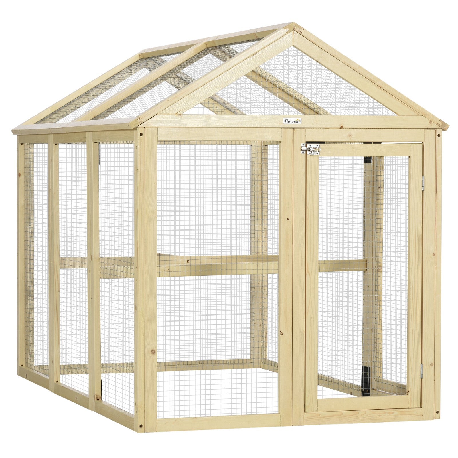 Large Chicken Run, Wooden Chicken Coop W/ Combinable Design-Natural Wood Finish