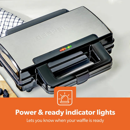 1000W Deep Fill Waffle Maker 2 Slice Non-Stick Electric Belgian Waffle Iron