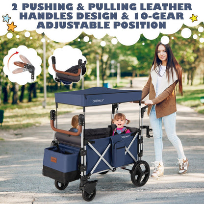 Twin Baby Double Stroller Wagon Push Pull Stroller Wagon Adjustable Handle Bar
