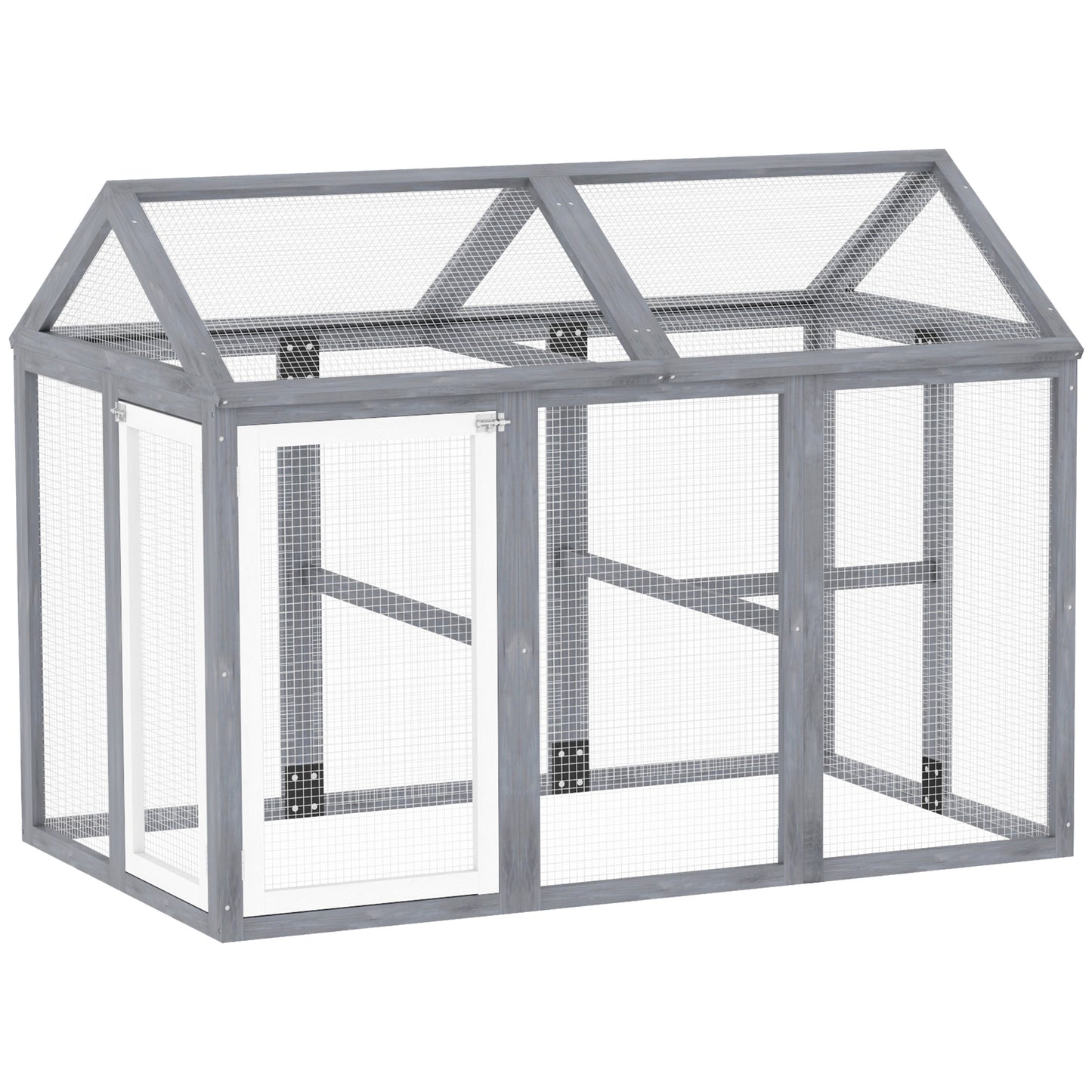 Large Chicken Run, Wooden Chicken Coop W/ Combinable Design-Natural Wood Finish