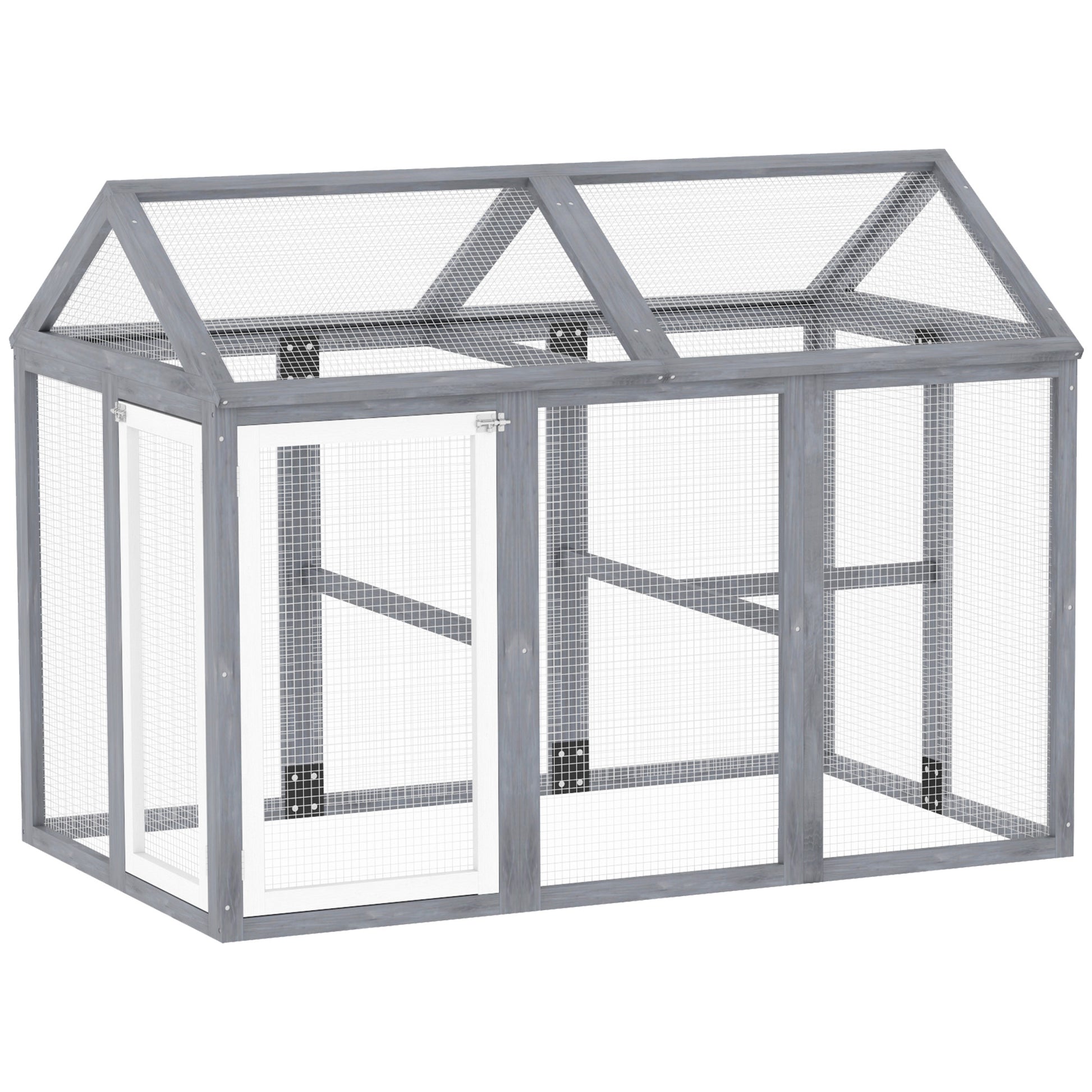 Large Chicken Run, Wooden Chicken Coop W/ Combinable Design-Natural Wood Finish