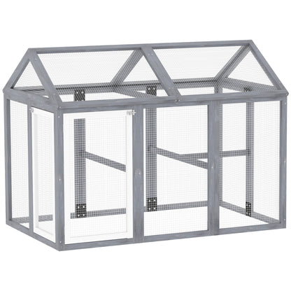 Large Chicken Run, Wooden Chicken Coop W/ Combinable Design-Natural Wood Finish