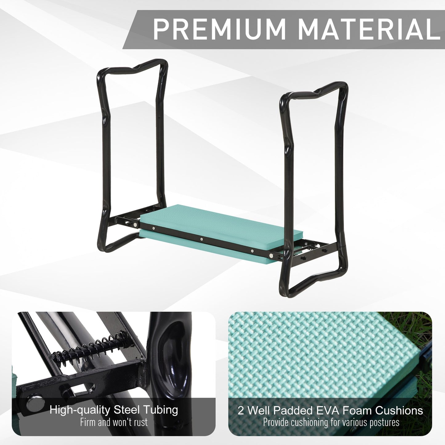 Garden Kneeler 2 in 1 Ergonomic Design Knee Pad Support Bench Foldable, Green