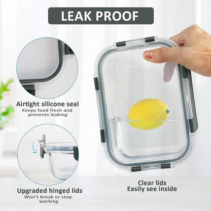 [10-Pack]Glass Meal Prep Containers -MCIRCO Food Storage Containers with Lifetime Lasting Snap Locking Lids, Airtight Lunch Containers, Microwave, Oven, Freezer and Dishwasher