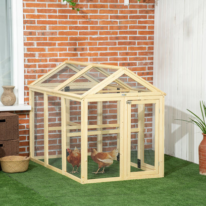 Large Chicken Run, Wooden Chicken Coop W/ Combinable Design-Natural Wood Finish