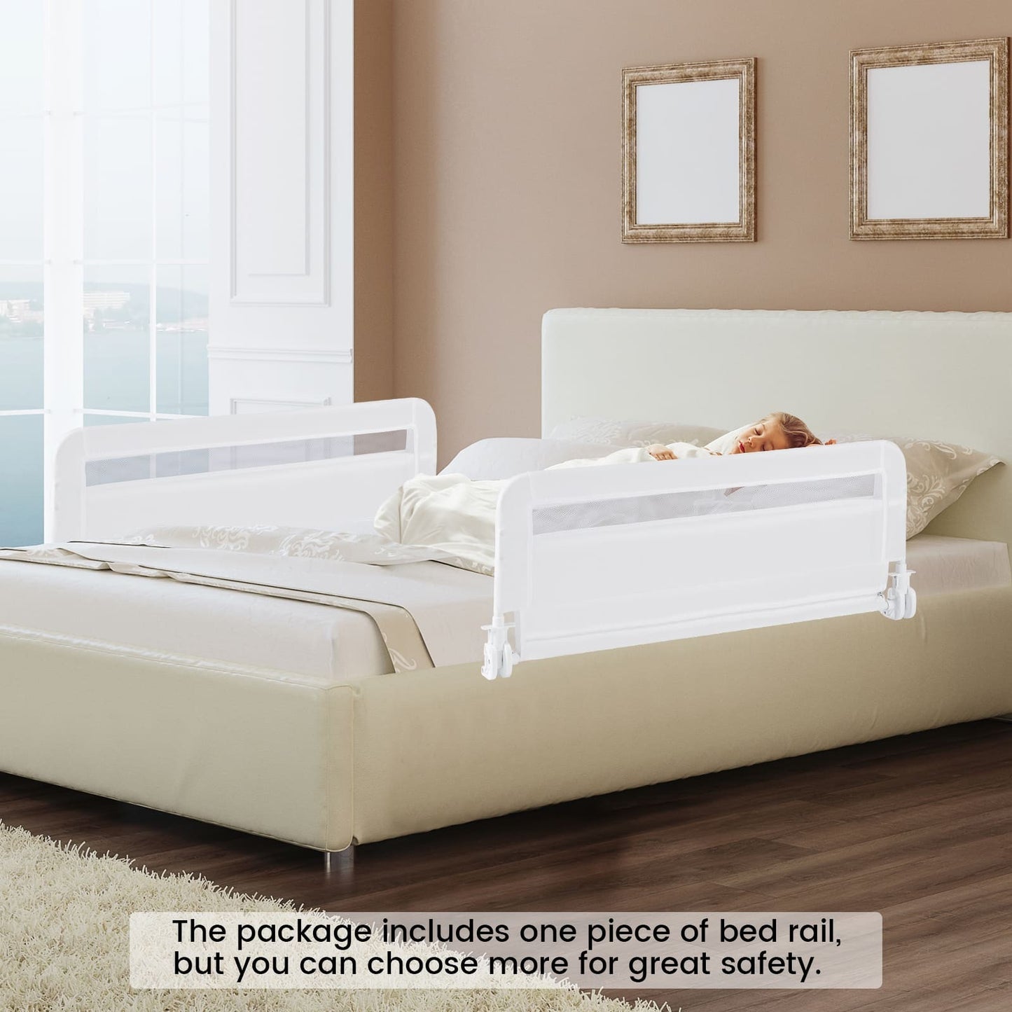 COSTWAY Toddlers Bed Rail Guard 100Cm Foldable Baby Bed Rail-White SVE10047WHBS