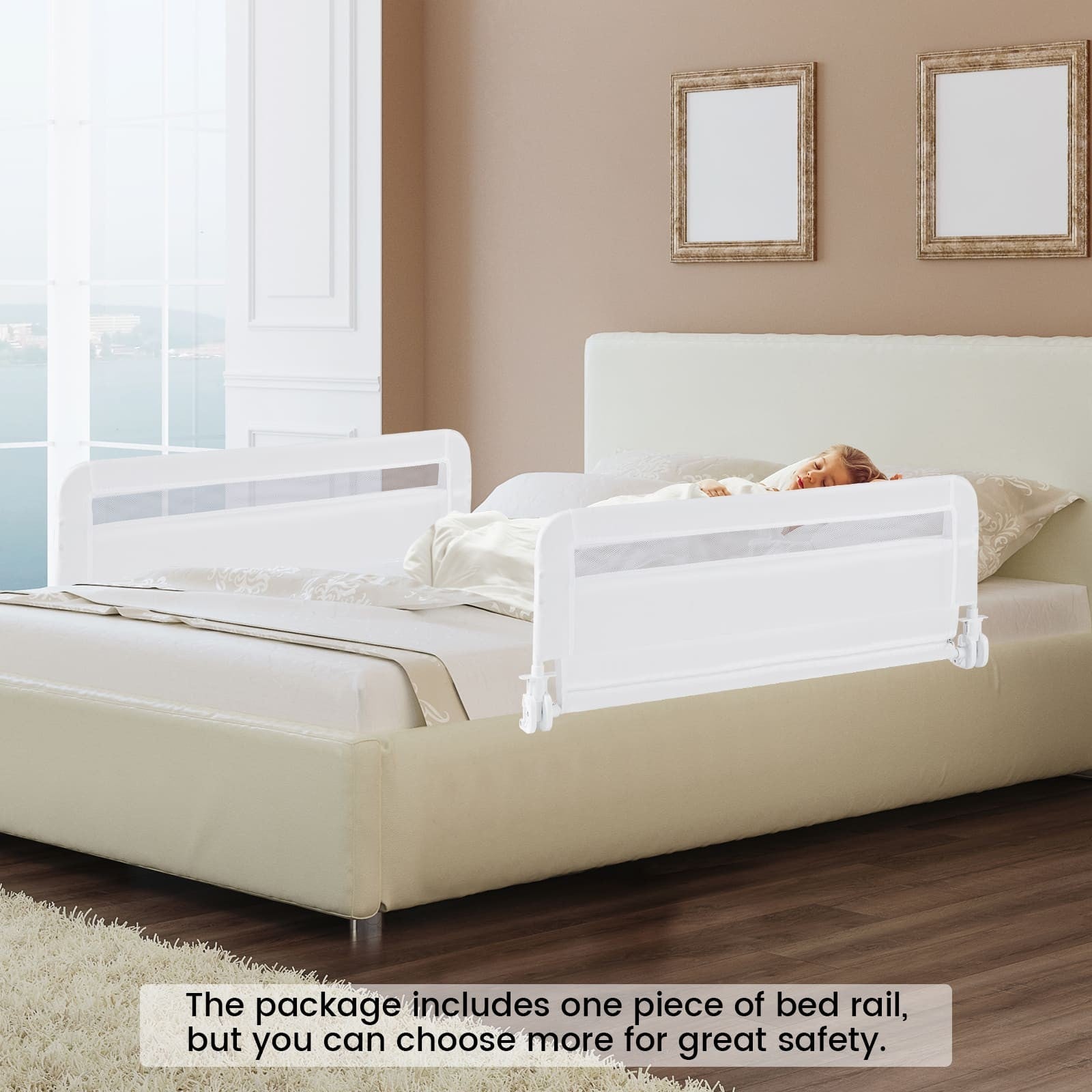COSTWAY Toddlers Bed Rail Guard 100Cm Foldable Baby Bed Rail-White SVE10047WHBS