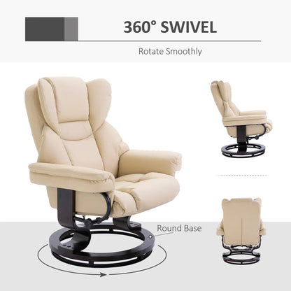 Ladaisia Faux Leather Manual Swivel Recliner with Ottoman