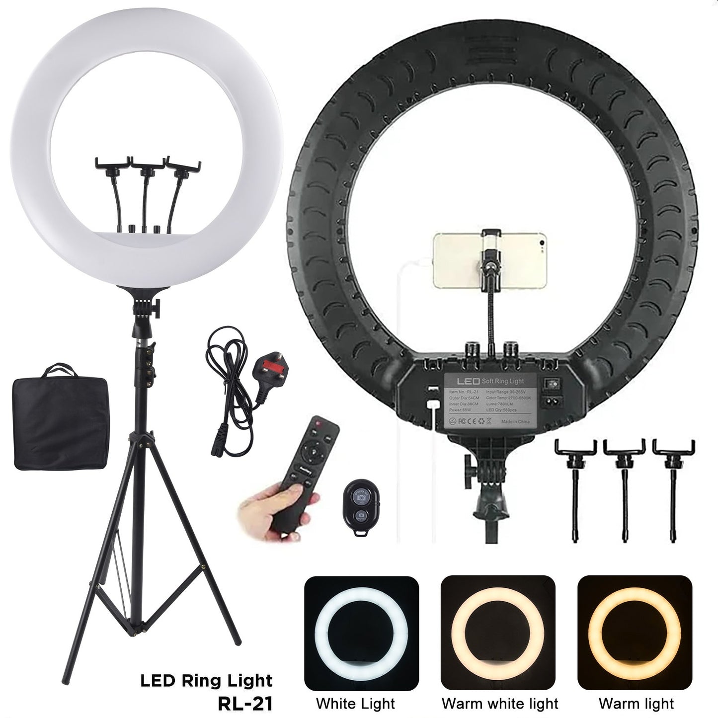 21 Inch LED Ring Light with Stand & Phone Holder – Makeup Beauty Vlogging Video