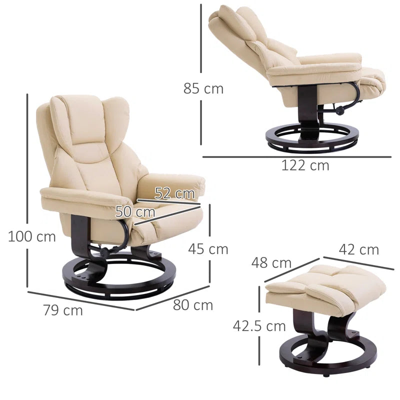 Ladaisia Faux Leather Manual Swivel Recliner with Ottoman