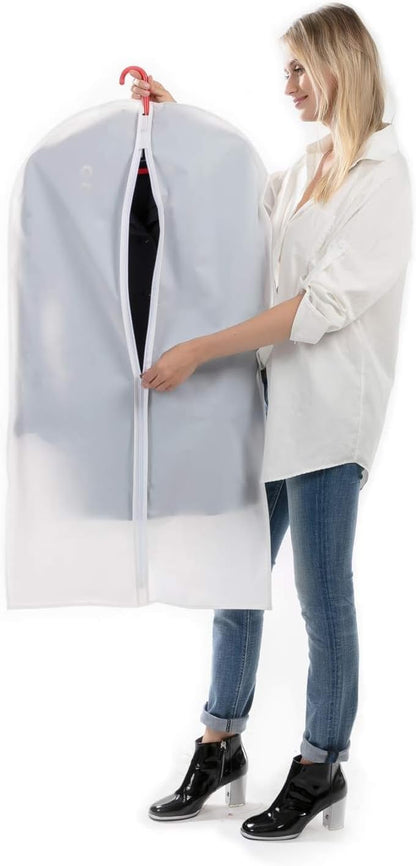 Clear Garment Bags Hanging Clothes Bags (Set of 12) for Closet Storage Plastic Bag with Zipper for Suit Dress Coat Travel Laundry Wardrobe Closet Garment Dust Cover Bags 24'' X 40'' 12 Pack