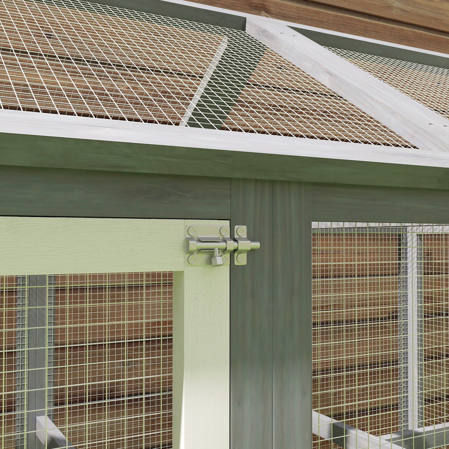 Large Chicken Run, Wooden Chicken Coop W/ Combinable Design-Natural Wood Finish