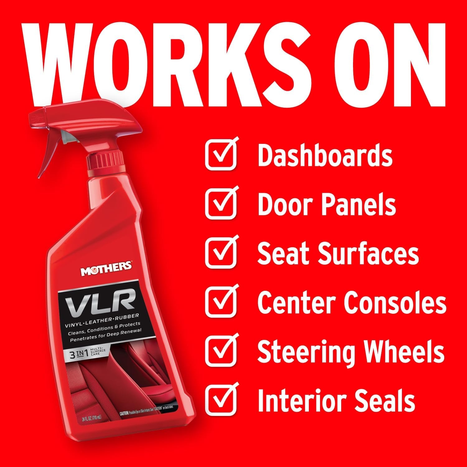 Mother'S 6524 VLR Vinyl Leather Rubber, 24 Ounces | Cleans, Conditions & Protects in One Step, Ph Balanced, Neatsfoot Oil & Lanolin to Protect against Drying, Fading & Cracking