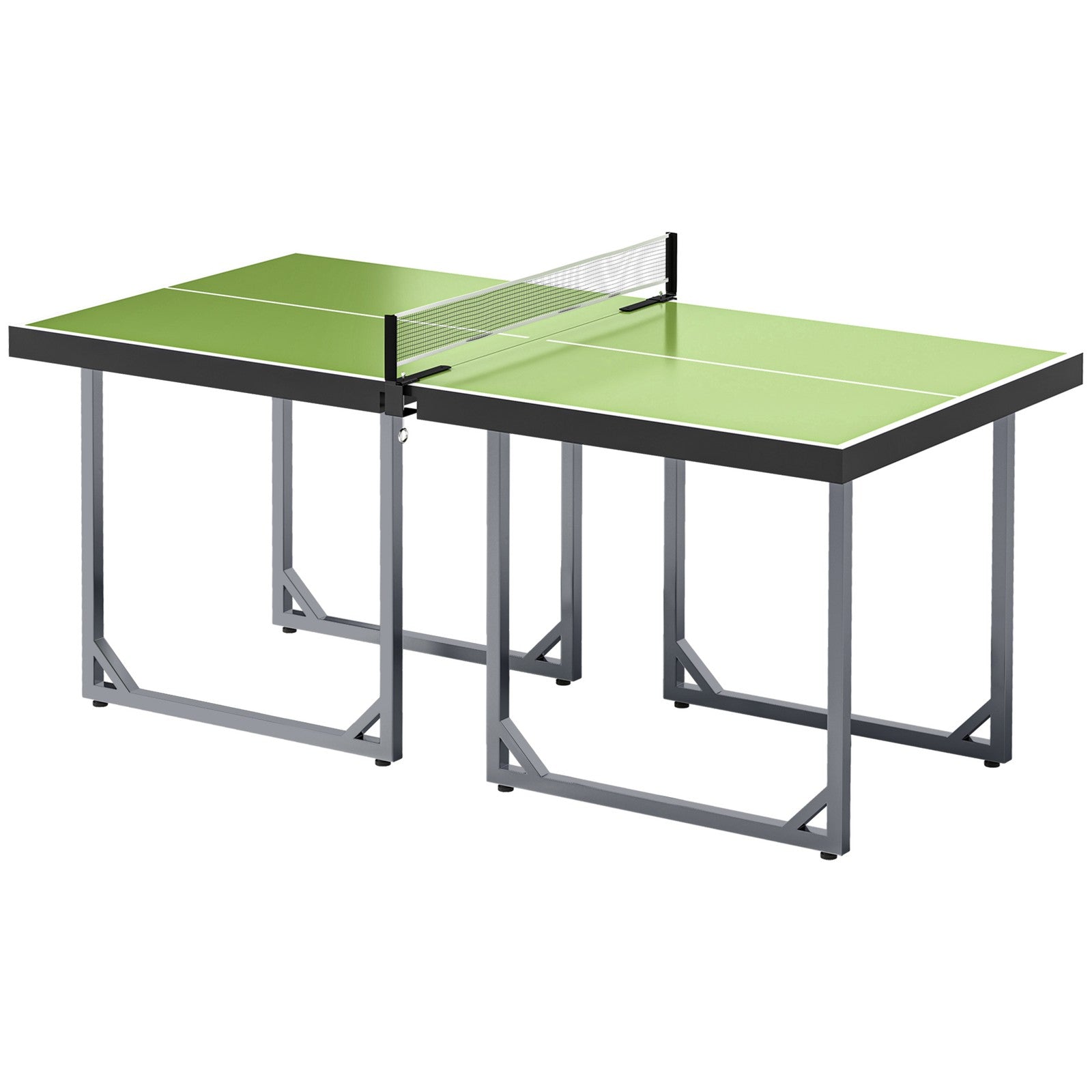 Tennis Table Ping Pong Storage Foldable Mini with Net Steel 182Cm Indoor, Green