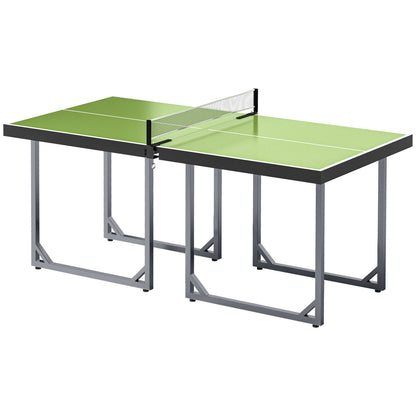 Tennis Table Ping Pong Storage Foldable Mini with Net Steel 182Cm Indoor, Green