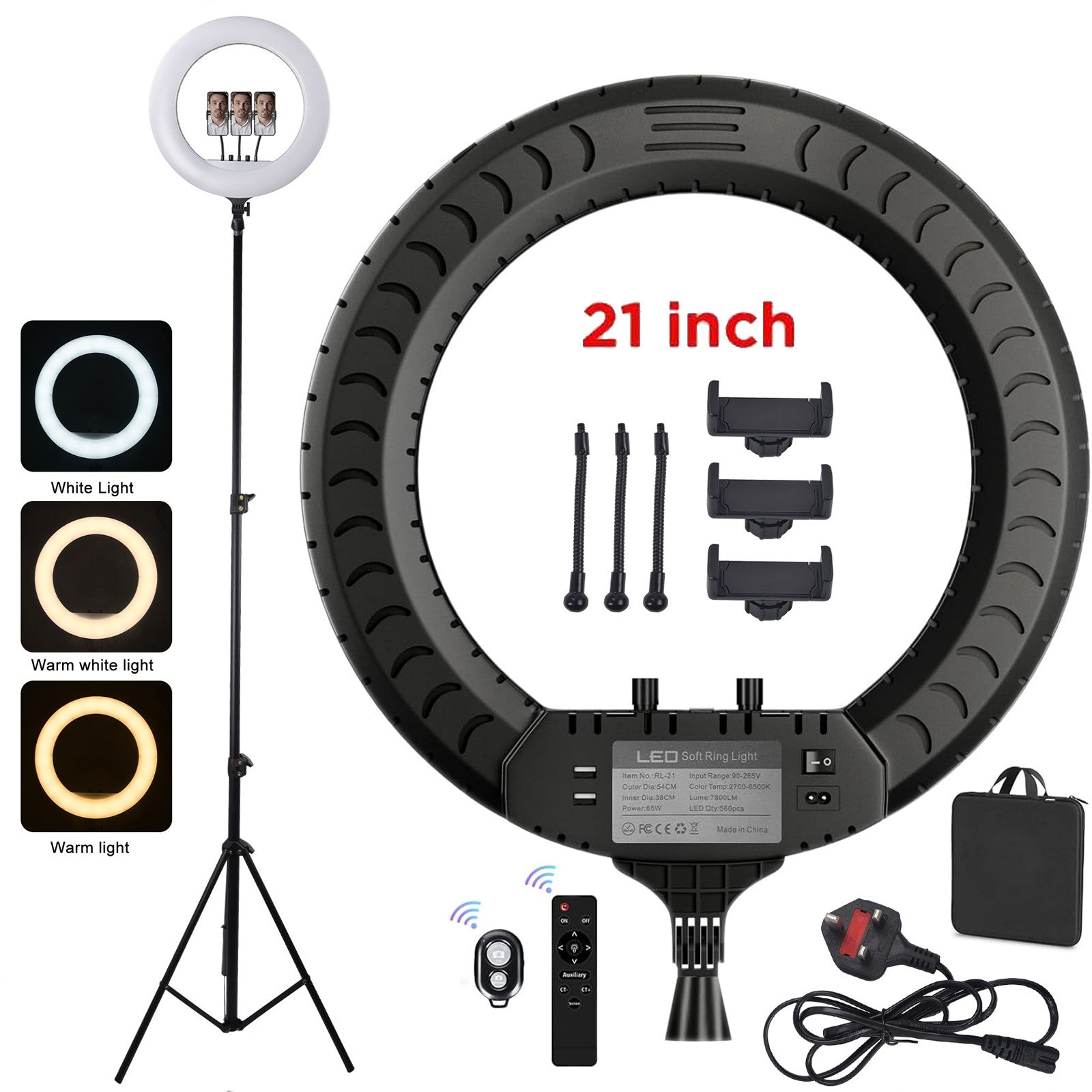21 Inch LED Ring Light with Stand & Phone Holder – Makeup Beauty Vlogging Video