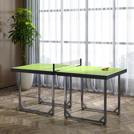 Tennis Table Ping Pong Storage Foldable Mini with Net Steel 182Cm Indoor, Green
