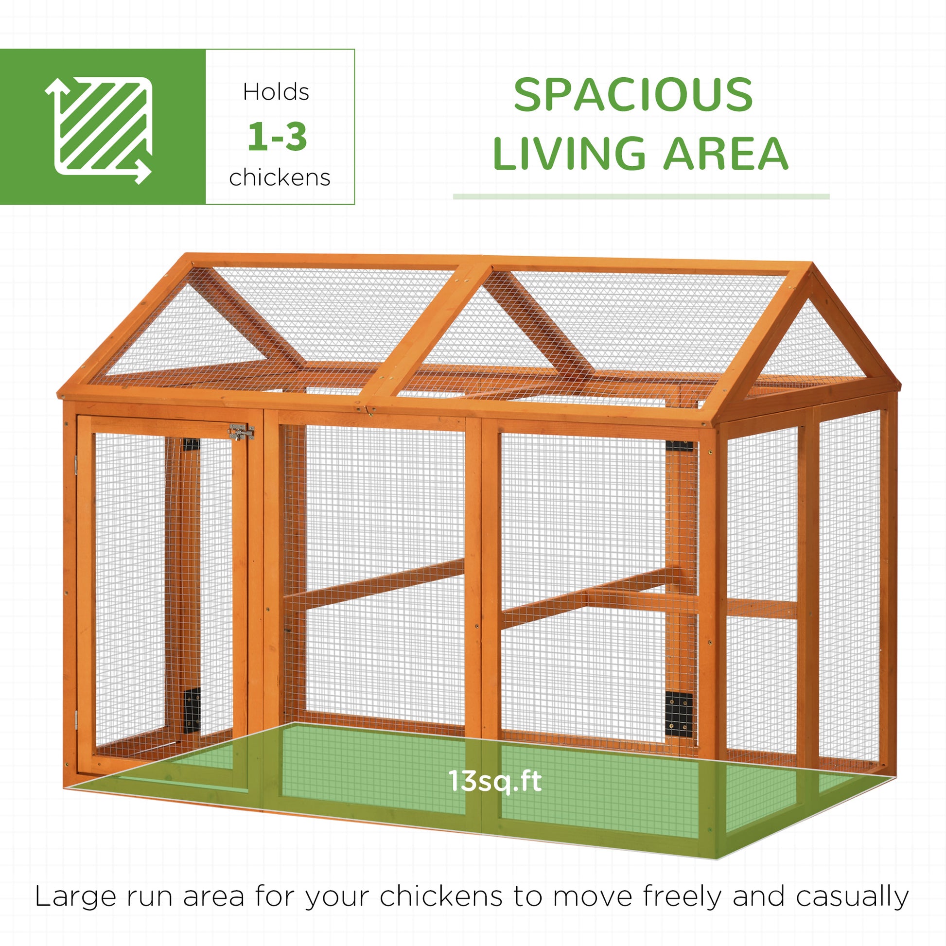 Large Chicken Run, Wooden Chicken Coop W/ Combinable Design-Natural Wood Finish
