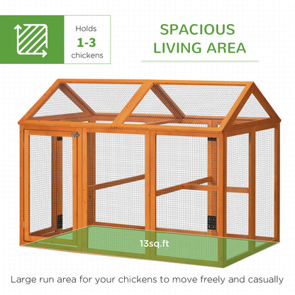 Large Chicken Run, Wooden Chicken Coop W/ Combinable Design-Natural Wood Finish