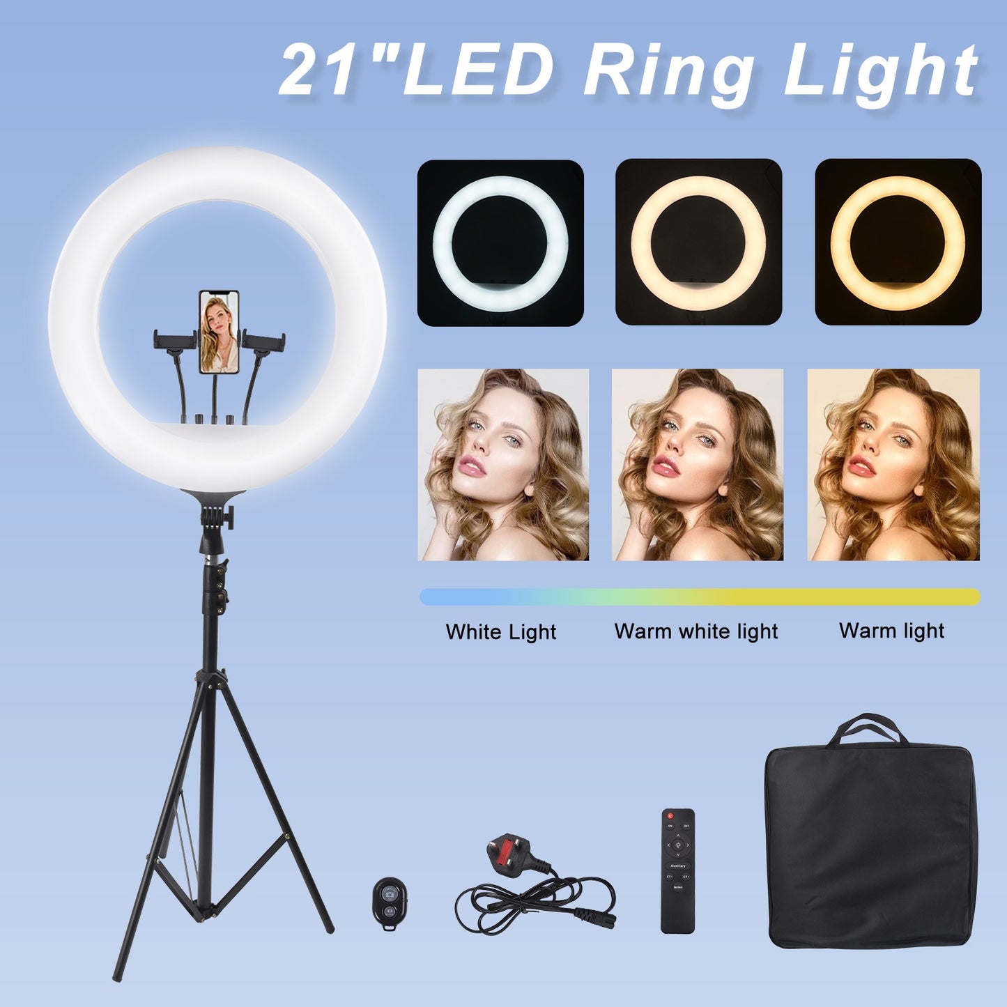 21 Inch LED Ring Light with Stand & Phone Holder – Makeup Beauty Vlogging Video