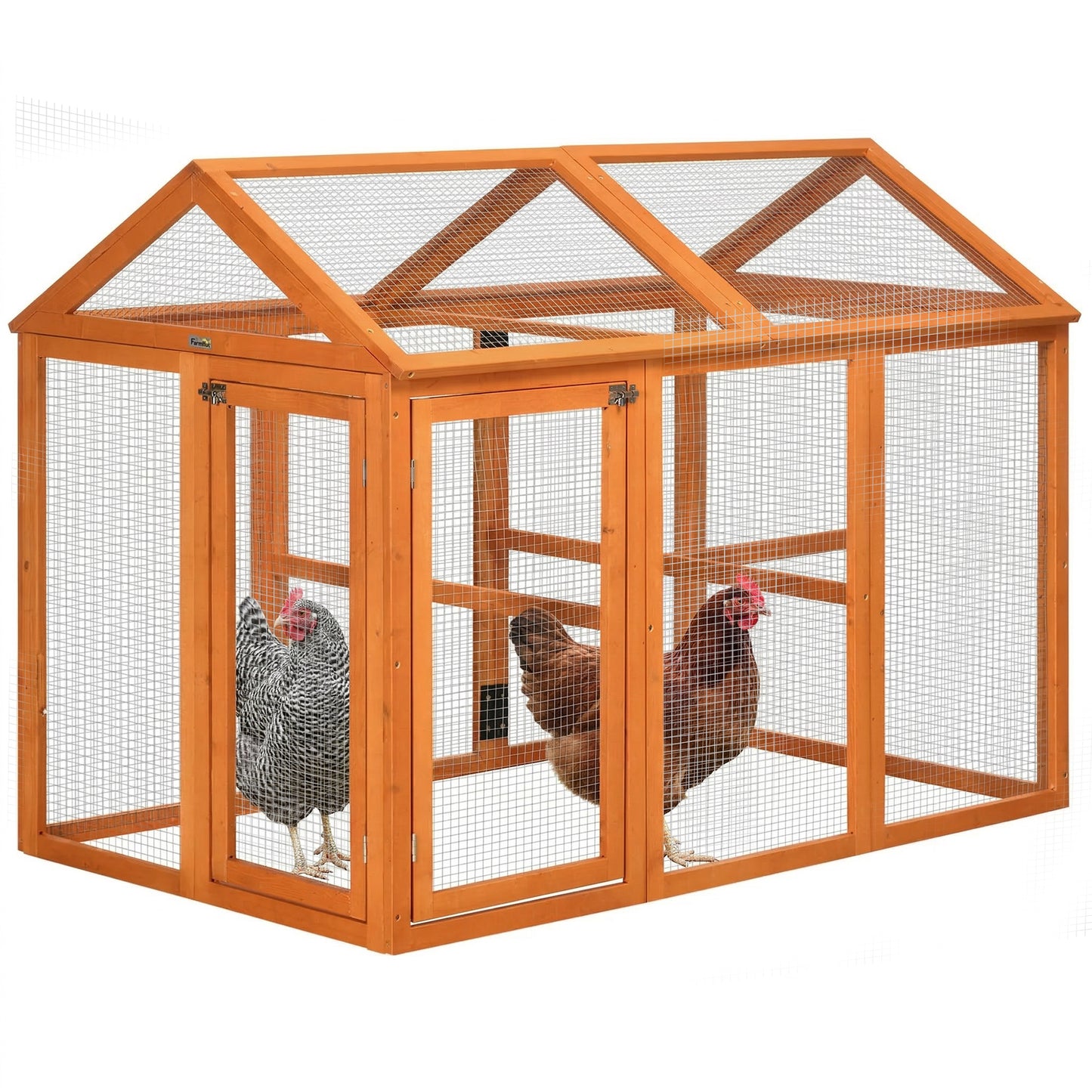 Large Chicken Run, Wooden Chicken Coop W/ Combinable Design-Natural Wood Finish
