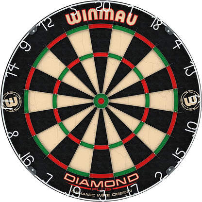 Diamond plus Dartboard- PDC Tournament Dart Board, Ultra-Thin Wire System, High-Density Sisal | Available as Board Only, Surround Set, or Cabinet Set with Steel Tip Darts