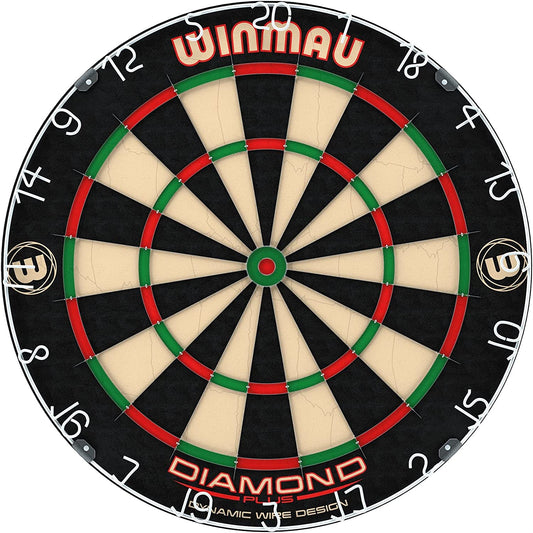 Diamond plus Dartboard- PDC Tournament Dart Board, Ultra-Thin Wire System, High-Density Sisal | Available as Board Only, Surround Set, or Cabinet Set with Steel Tip Darts