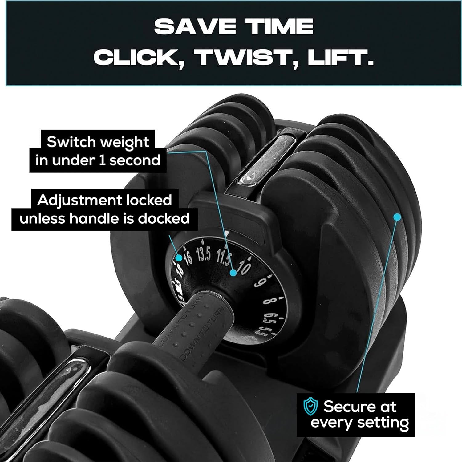 15-In-1 Adjustable Dumbbells 24Kg Pair, Quick Change Weights, Space Saving Home Gym Set, Secure Locking System, Non Slip Grip, Includes Storage Dock