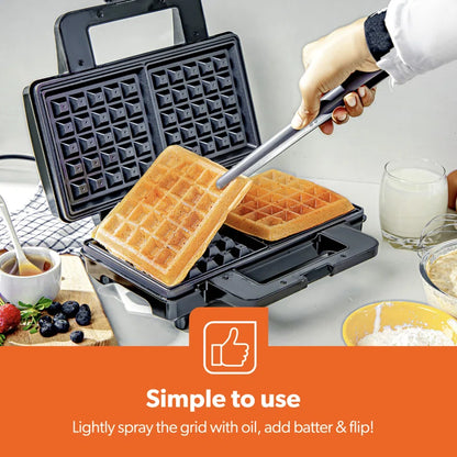 1000W Deep Fill Waffle Maker 2 Slice Non-Stick Electric Belgian Waffle Iron
