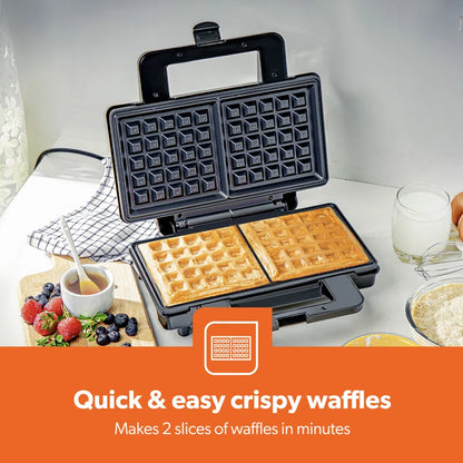 1000W Deep Fill Waffle Maker 2 Slice Non-Stick Electric Belgian Waffle Iron