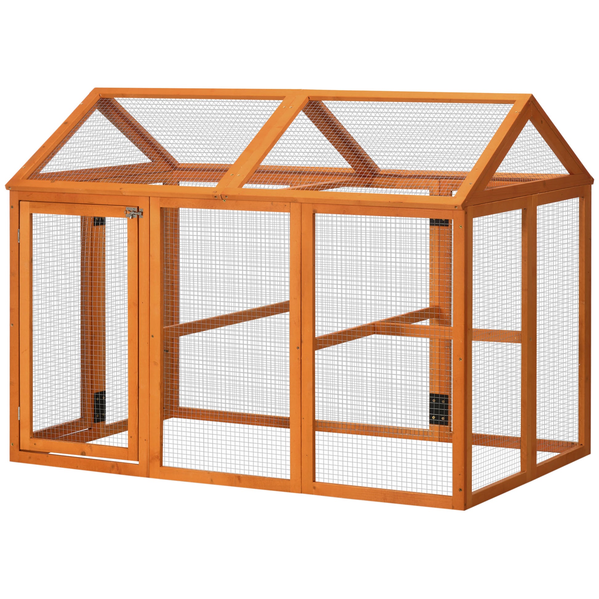 Large Chicken Run, Wooden Chicken Coop W/ Combinable Design-Natural Wood Finish