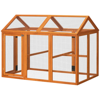 Large Chicken Run, Wooden Chicken Coop W/ Combinable Design-Natural Wood Finish