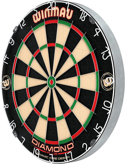 Diamond plus Dartboard- PDC Tournament Dart Board, Ultra-Thin Wire System, High-Density Sisal | Available as Board Only, Surround Set, or Cabinet Set with Steel Tip Darts