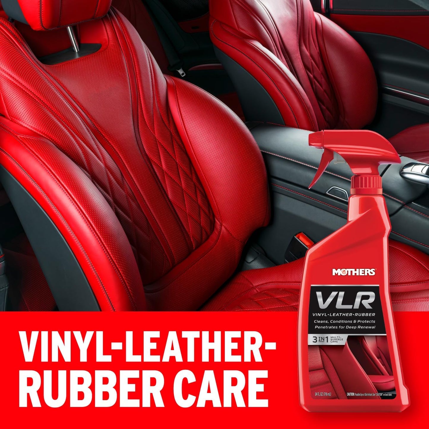 Mother'S 6524 VLR Vinyl Leather Rubber, 24 Ounces | Cleans, Conditions & Protects in One Step, Ph Balanced, Neatsfoot Oil & Lanolin to Protect against Drying, Fading & Cracking