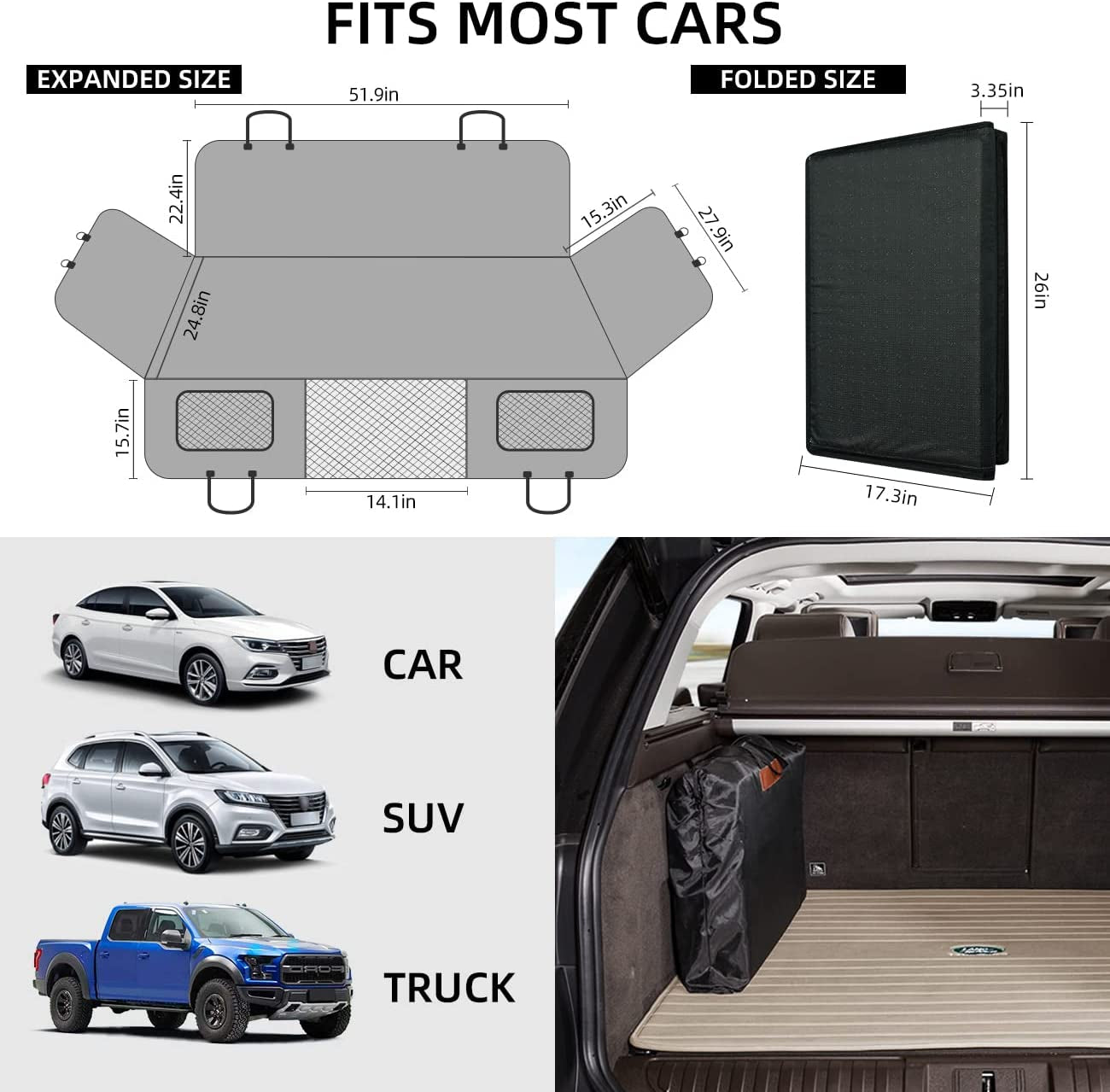 Back Seat Extender for Dogs,Dog Car Cover Bed Inflatable Camping Air Mattress,Dog Hammock Travel Bed,Non Mattress SUV Truck (Grey) (-1)