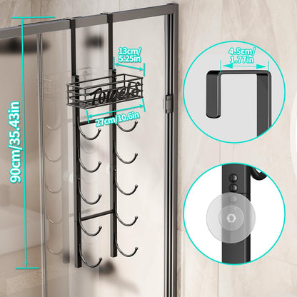 over Door Towel Rack - Towel Storage Rack Wall Mounted with Metal Shelf Basket, 6-Tier over Door Towel Rail & Bathroom Storage Organiser Towel Holders for Bathrooms, Camper, Rv