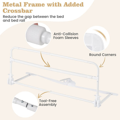 COSTWAY Toddlers Bed Rail Guard 100Cm Foldable Baby Bed Rail-White SVE10047WHBS