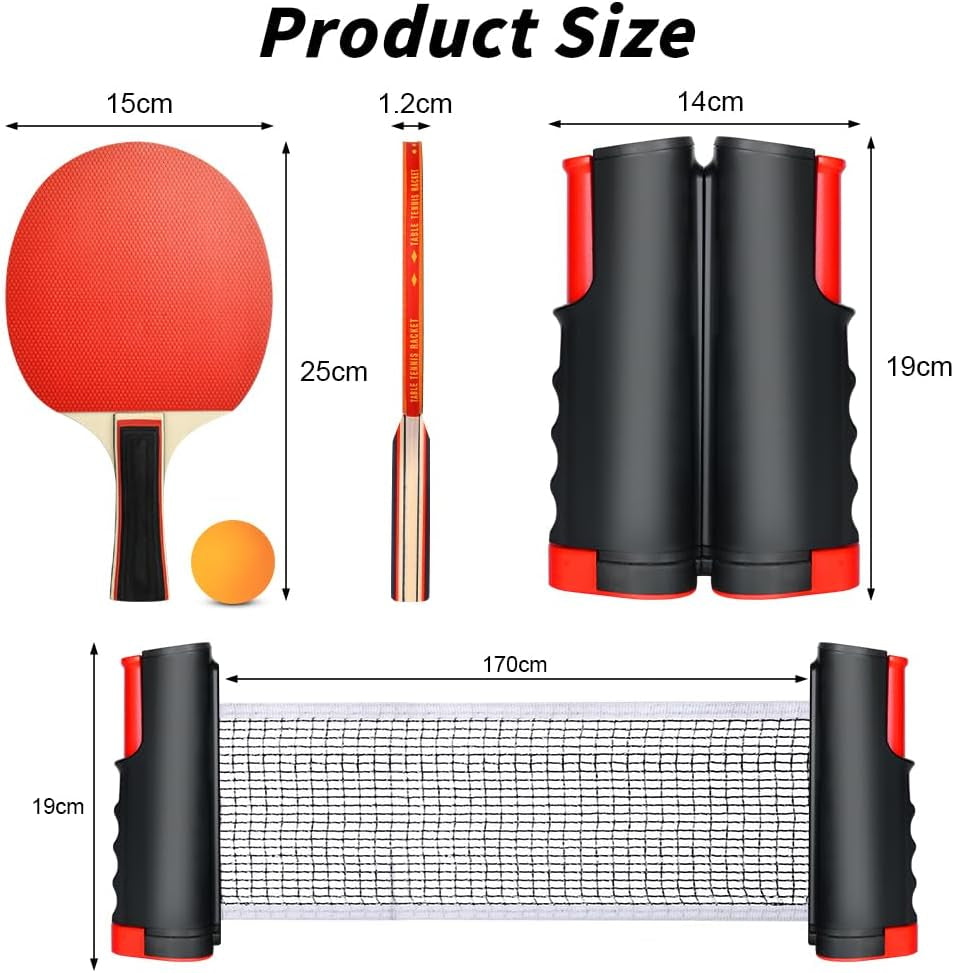 Table Tennis Bats, Wooden Table Tennis Set | Portable Table Tennis Set, 2 Table Tennis Bats, 3 Ping Pong Balls & Carry Bag, for Outdoor/Indoor Daily Practice &Competitions